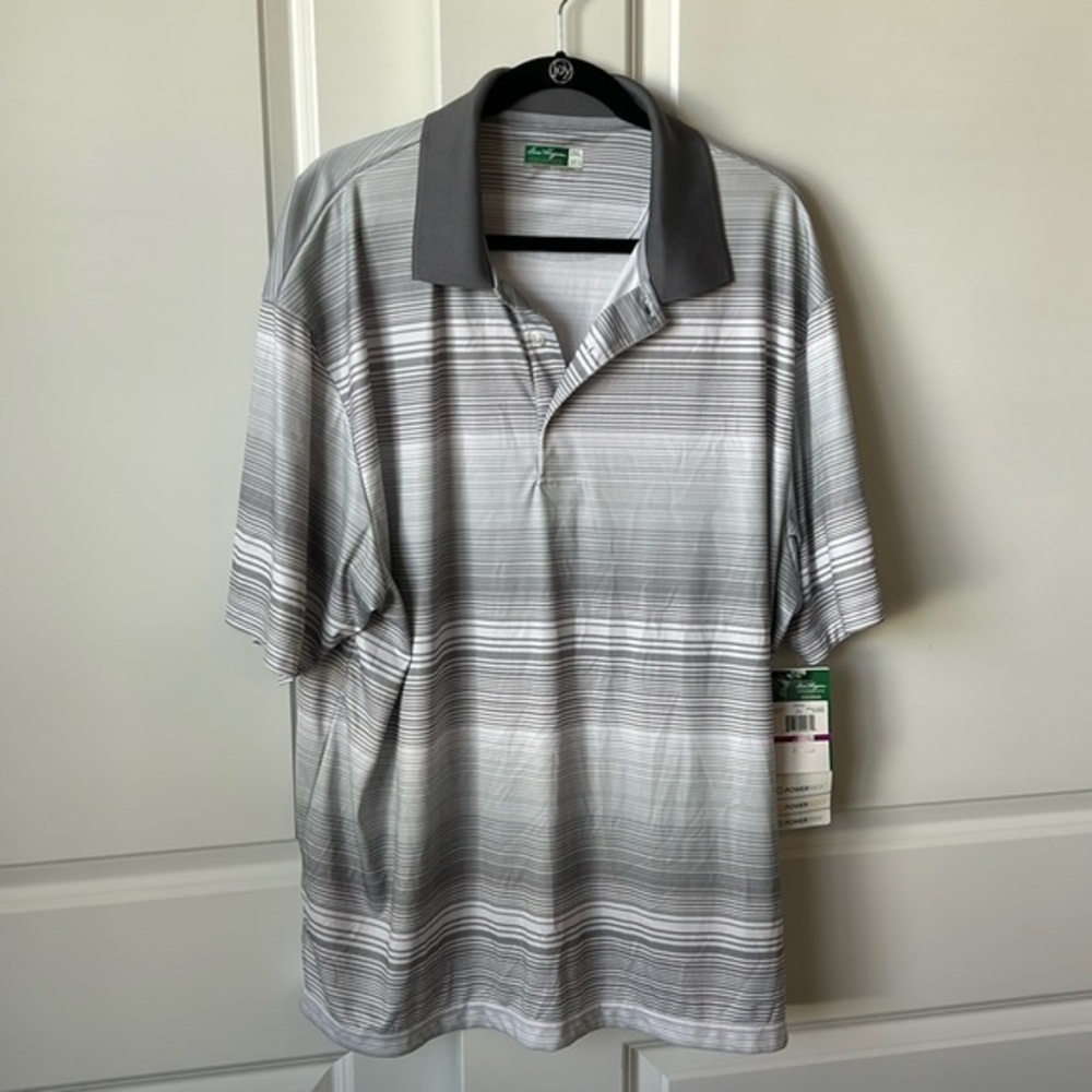 NWT Ben Hogan Performance Striped Polo Shirt Men’s 2XL Bright White/Gray